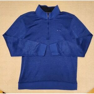 Under Armour Storm Sweater Men Large Blue Performance Quarter Zip Loose Coldgear